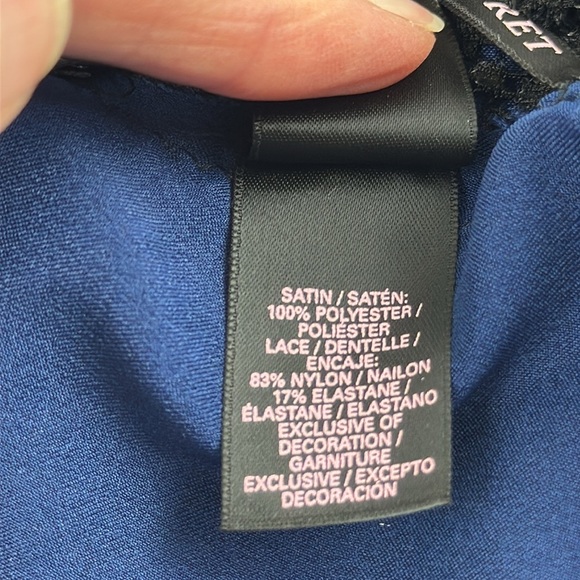 Victoria's Secret Blue with Black Lace Night Dress Slip - Picture 4 of 8